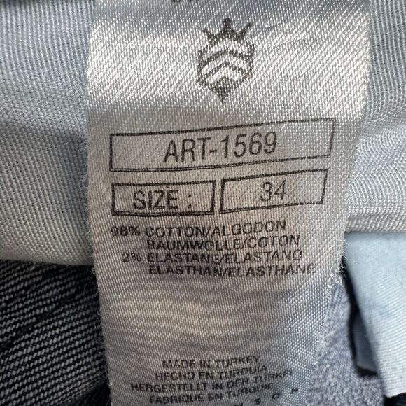 Ron Tomson Logo Graphic Distressed Jeans Men 34x30 Slim Straight Stretch Luxury - Picture 7 of 16